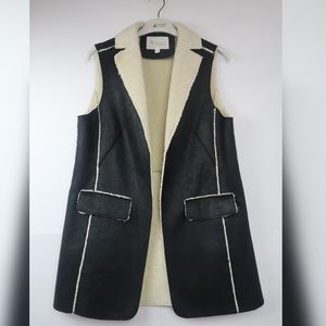 Two By Vince Camuto Long Faux Suede & Fur Vest S